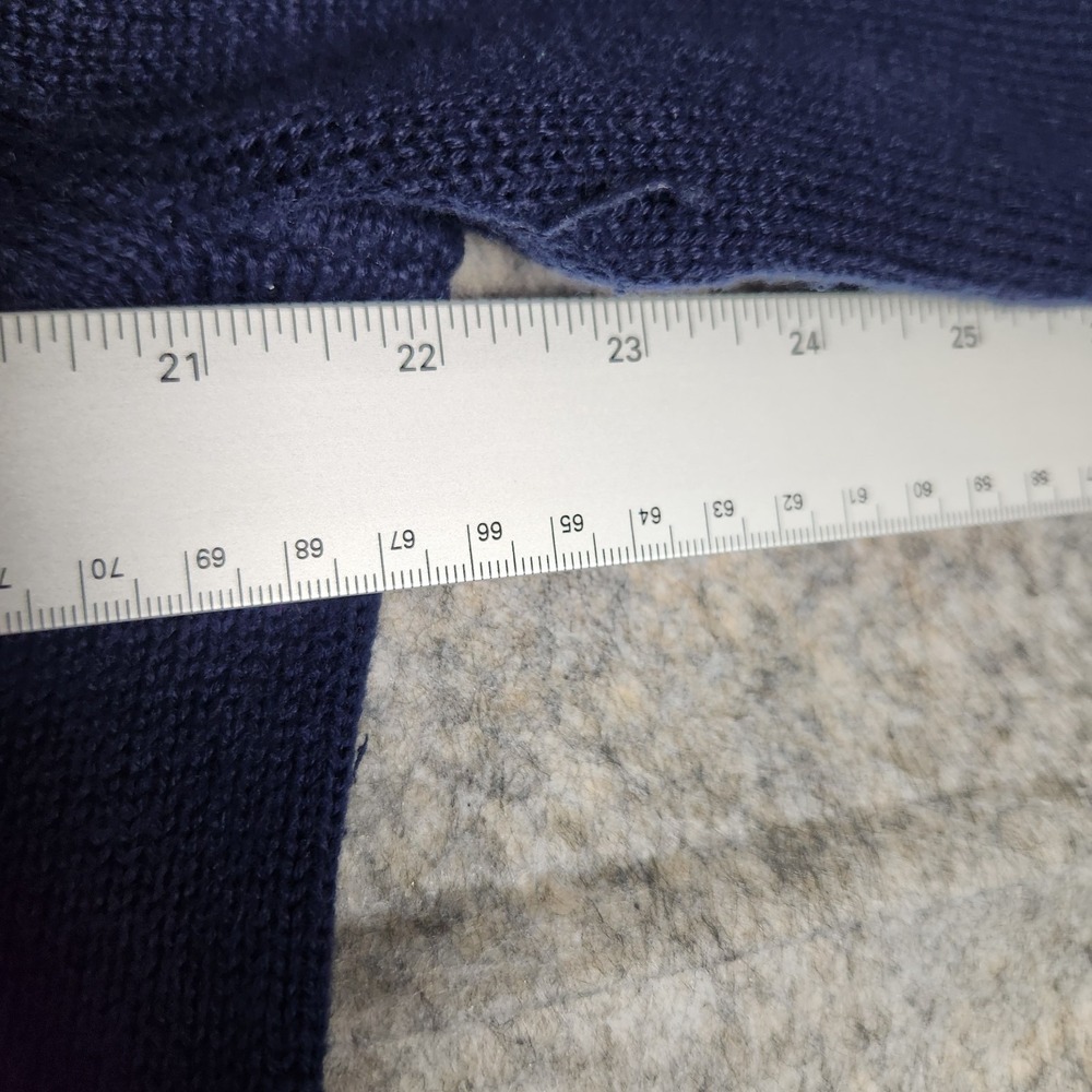 J Crew Extra Chunky Knit Sweater Men L Blue 95 Cotton 5 Cashmere Preppy 1/4 Zip - Picture 4 of 7